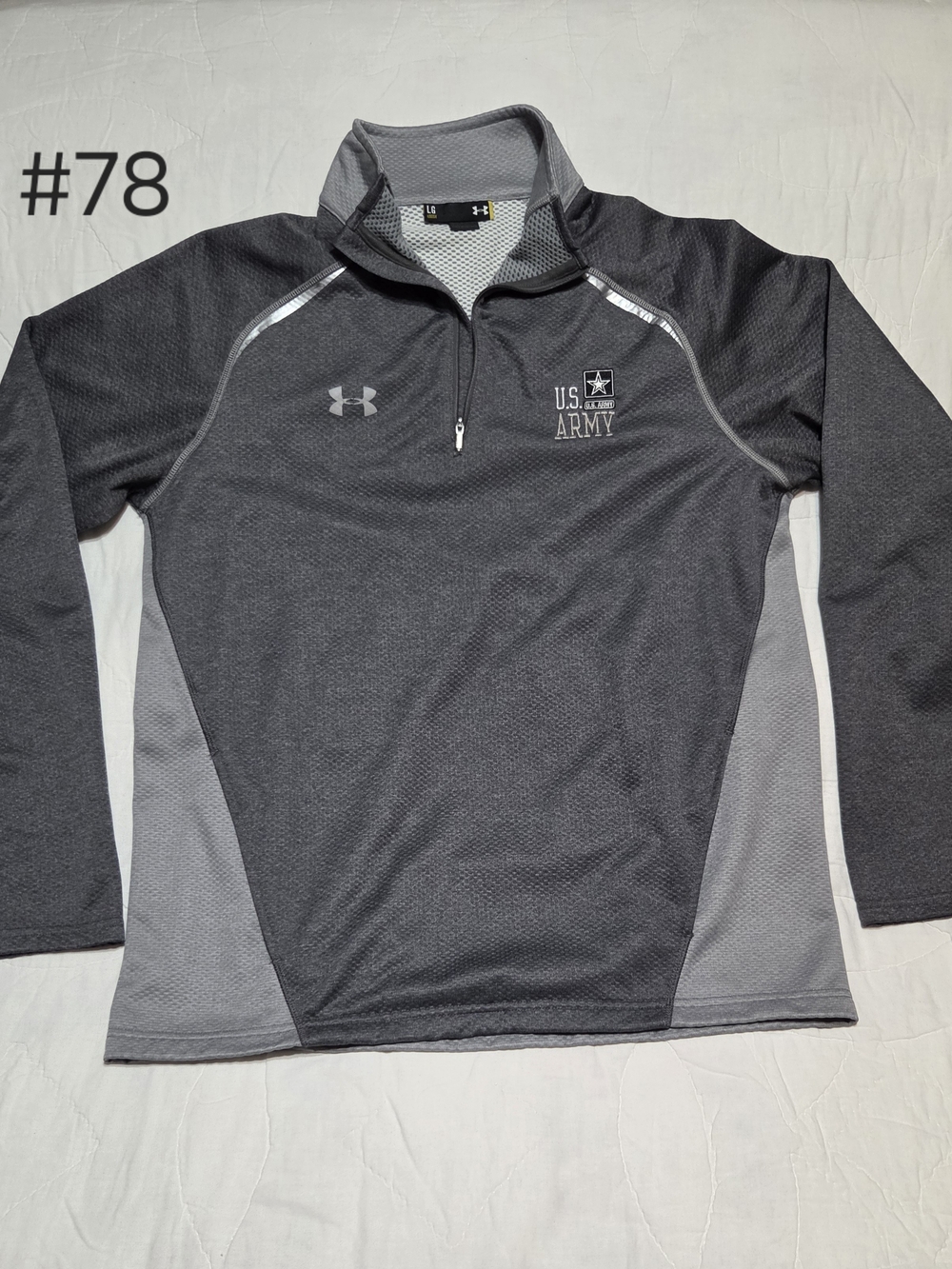 Under Armour Men’s Size L U.S. Army 1/4 Zip Pullover Grey Loose Fit Activewear